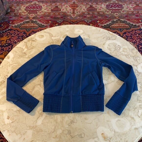 Lululemon Da Bomber Full Zip Up Jacket Blue Herringbone - Picture 14 of 14